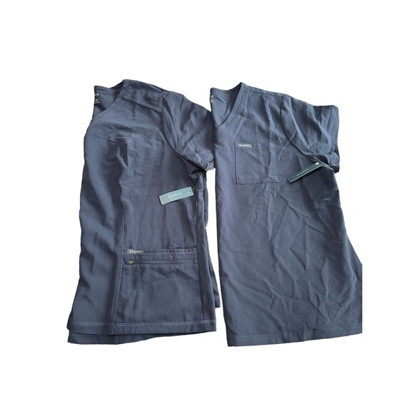 NWT Jaanuu Size 2X‎ LOT Of Two Navy Blue Scrub Tops Women’s Soft Stretchy #D2-10 - Picture 1 of 13